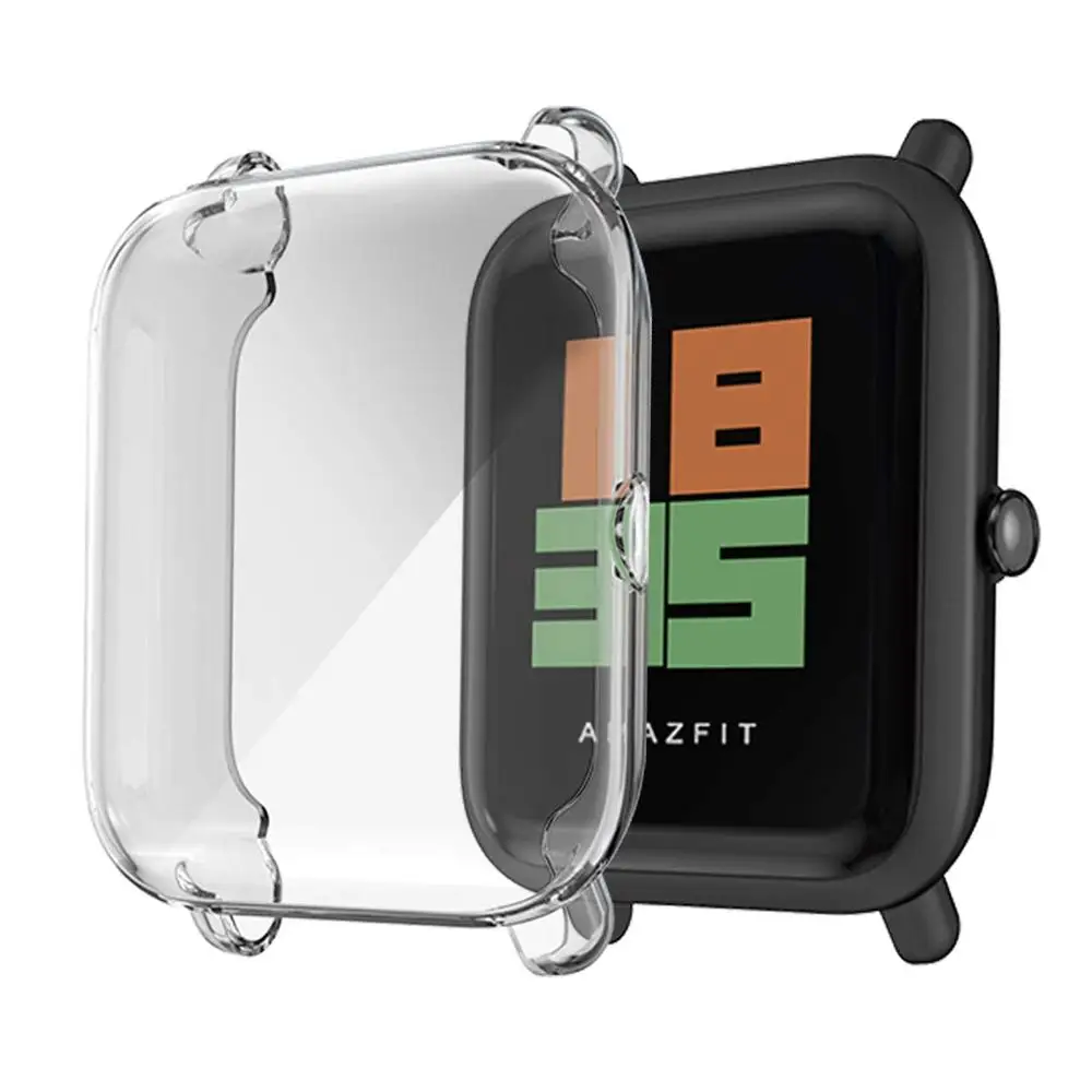 transparent Для Huami Amazfit Защитная пленка для экрана тонкая красочная рамка чехол из ТПУ Защитная оболочка Bip Younth часы с защитой экрана - Цвет: transparent