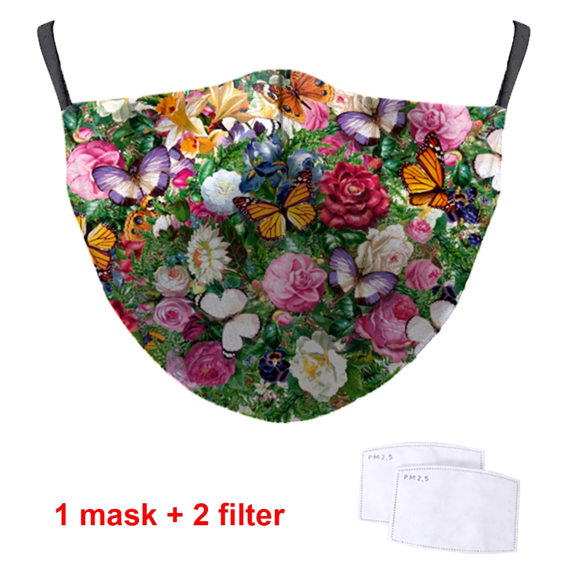 

Pretty Butterfly 3D Print Mask Adjustable Dustproof Adult Masque PM2.5 Activated Carbon Filter Paper Mask Happy New Year 2021