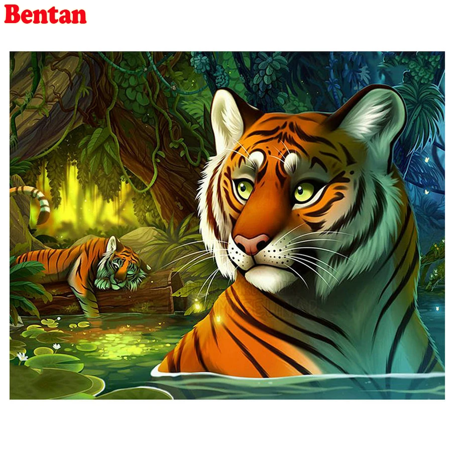 

5d diy Diamond Embroidery tiger animal diamond Painting Full Square Round Diamond Mosaic Rhinestone Pictures gift puzzle toy