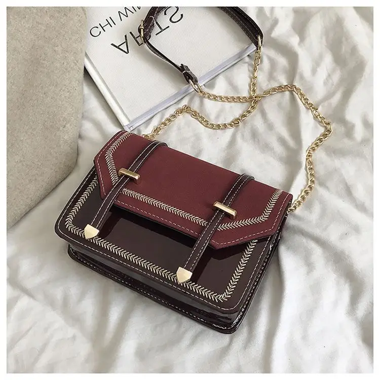 Матовая цепь маленькая квадратная Ретро одноцветная универсальная сумка через