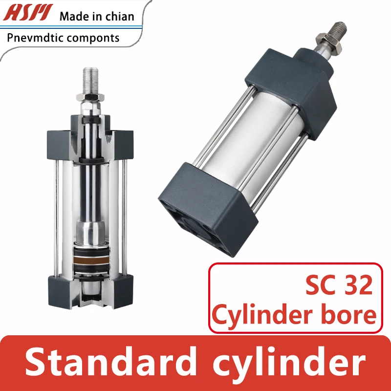 Pneumatic Cylinder SC32 SCJ32 Stroke 25 1000mm Double Acting Aluminium Standard Air|Пневматические компоненты| |
