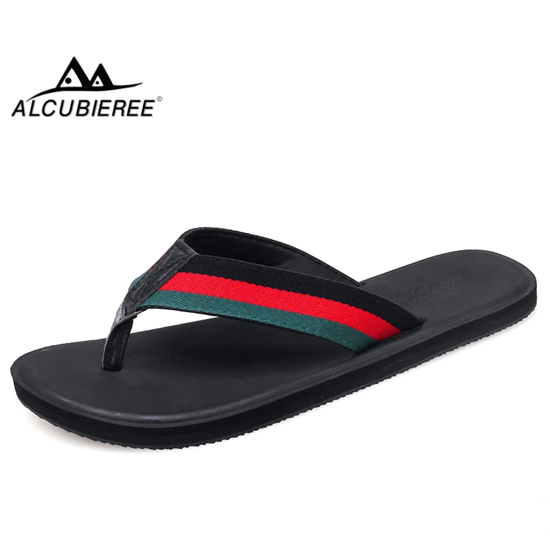 ALCUBIEREE летние модные шлепанцы Мужские дышащие тапочки плоская Нескользящая