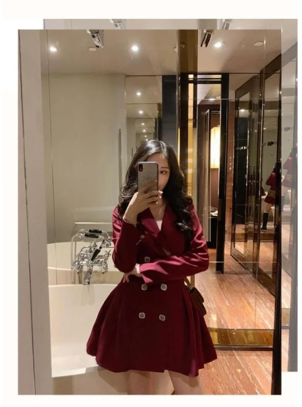 

Retro Style Fashionable Online Influencer Refined Lightly Mature Red Jumpsuit