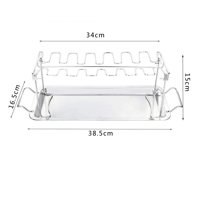 

Chicken Wing Leg Grill with Drip Tray for Grilling Multi-purpose Chicken Leg Oven Grill Stainless Steel