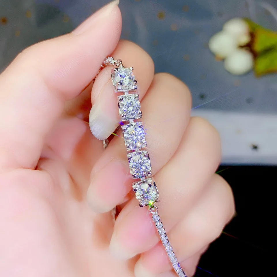 Женский браслет BOEYCJR серебро 925 пробы 0 5 карат мм D цвет VVS Moissanite ювелирное изделие