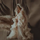 Роскошные свадебные тюлевые халаты, изготовленные на заказ длинные прозрачные женские тюлевые платья для беременных, тюлевые платья с оборками