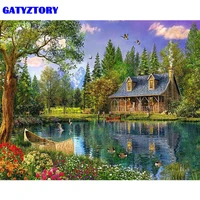 gatyztory frame resorts diy painting by number landscape modern home wall art canvas painting unique gift for home decor 40x50cm