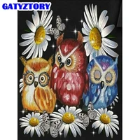 gatyztory pictures by number owl kits drawing on canvas painting by numbers flowers animal handpainted picture art gift home dec