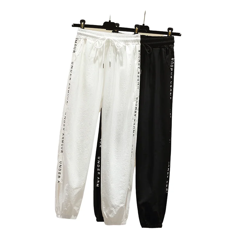 

2021 Summer Women's Plus Size Ice Silk Quick-Drying Sports Pants Women's Thin Sunscreen Loose and Thin Fat Sister Casual Pants