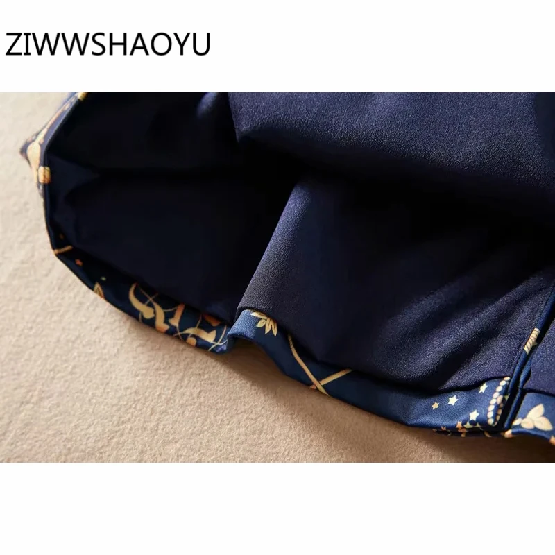 

ZIWWSHAOYU Summer Female Elegant Vintage Slim Fit Pencil Short Dresses Runway Designer Women Print Short Sleeve Mini Dresses