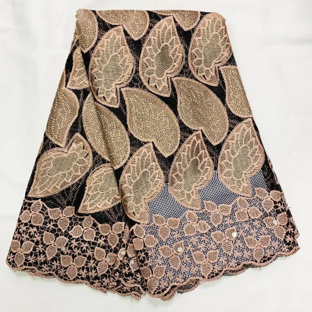 Фиолетовая Африканская Хлопковая кружевная ткань для свадебного платья 2020