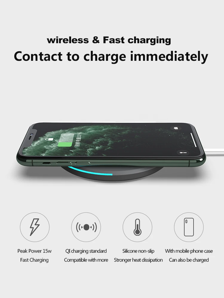 Беспроводное зарядное устройство OISLE 15 Вт max Qi для iPhone X 11 быстрая зарядка и Samsung S10
