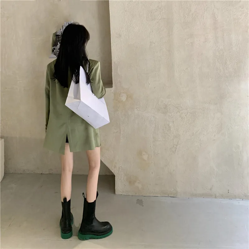 

KUSAHIKI Causal Korean Oversized Blazer Women Long Sleeve Notched Collar Suit Jacket 2021 Spring New Blazers Feminimos 6F475