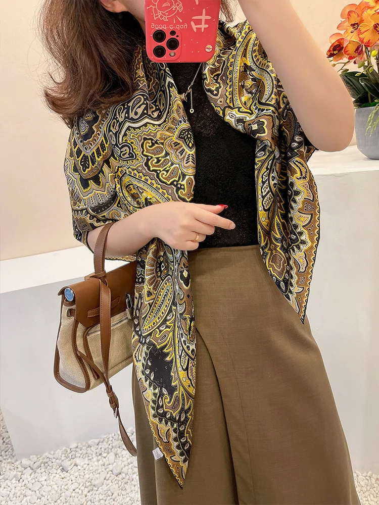 

110CM Paisley print,Mulberry Silk Shawl,Large Scarf Shawl Designer,Silk Scarf Top Women Luxury,Silk Scarf Luxury Brand Designer