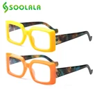 SOOLALA 2 шт яркие квадратные анти-синий светильник очки для чтения женские дальнозоркости читатель очки + 0,5 0,75