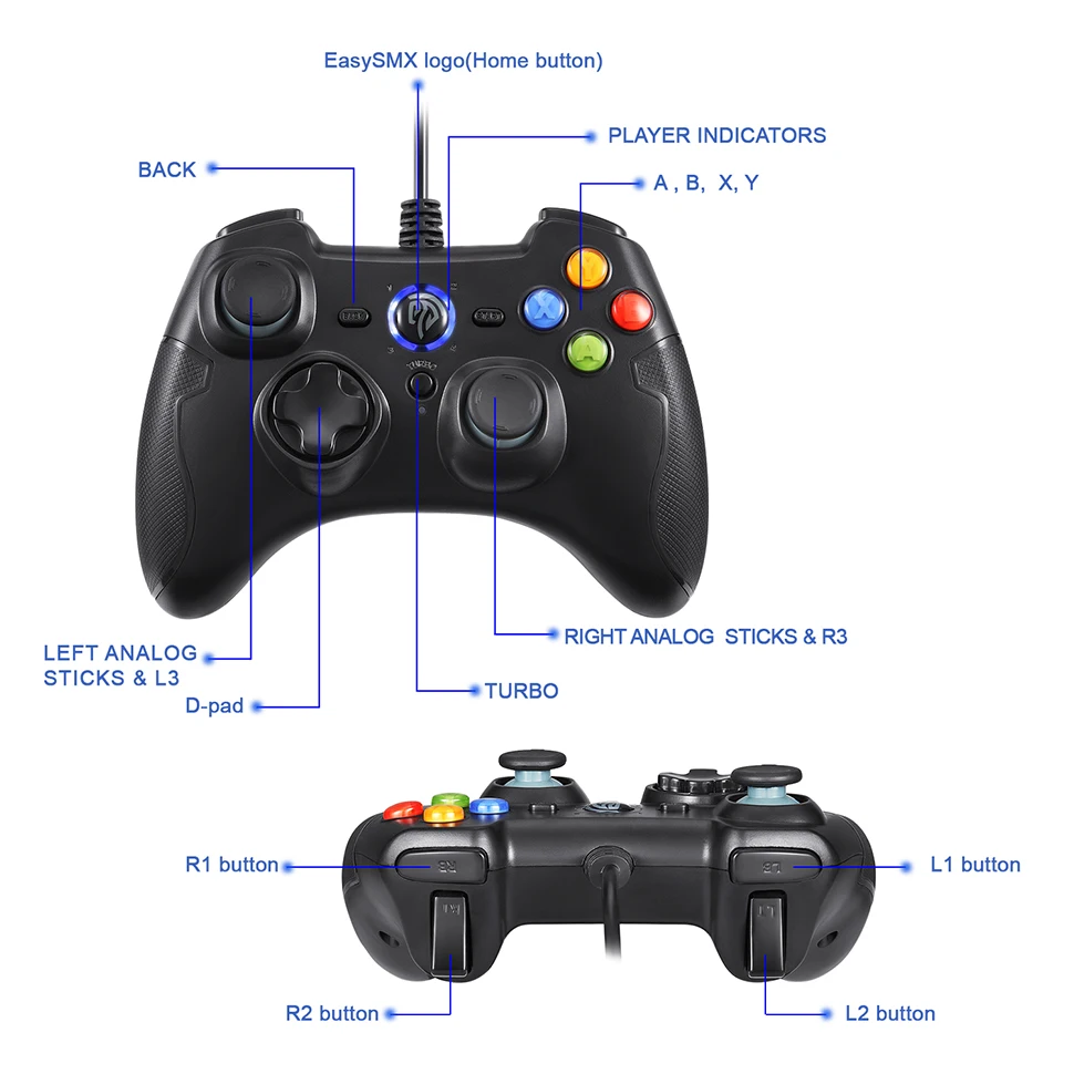 USB For PS3 Cell Phone Gamepad Joystick PC Mobile Android Smartphone TV Computer Cellular Game Pad Joypad Trigger Gaming Control |