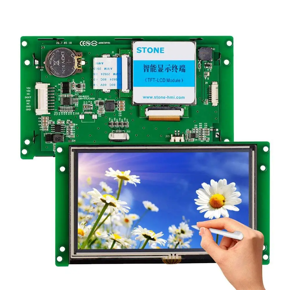 STONE 5.0 Inch HMI  TFT LCD Controller Board with  RS232/RS485/TTL Interface High Brightness Display