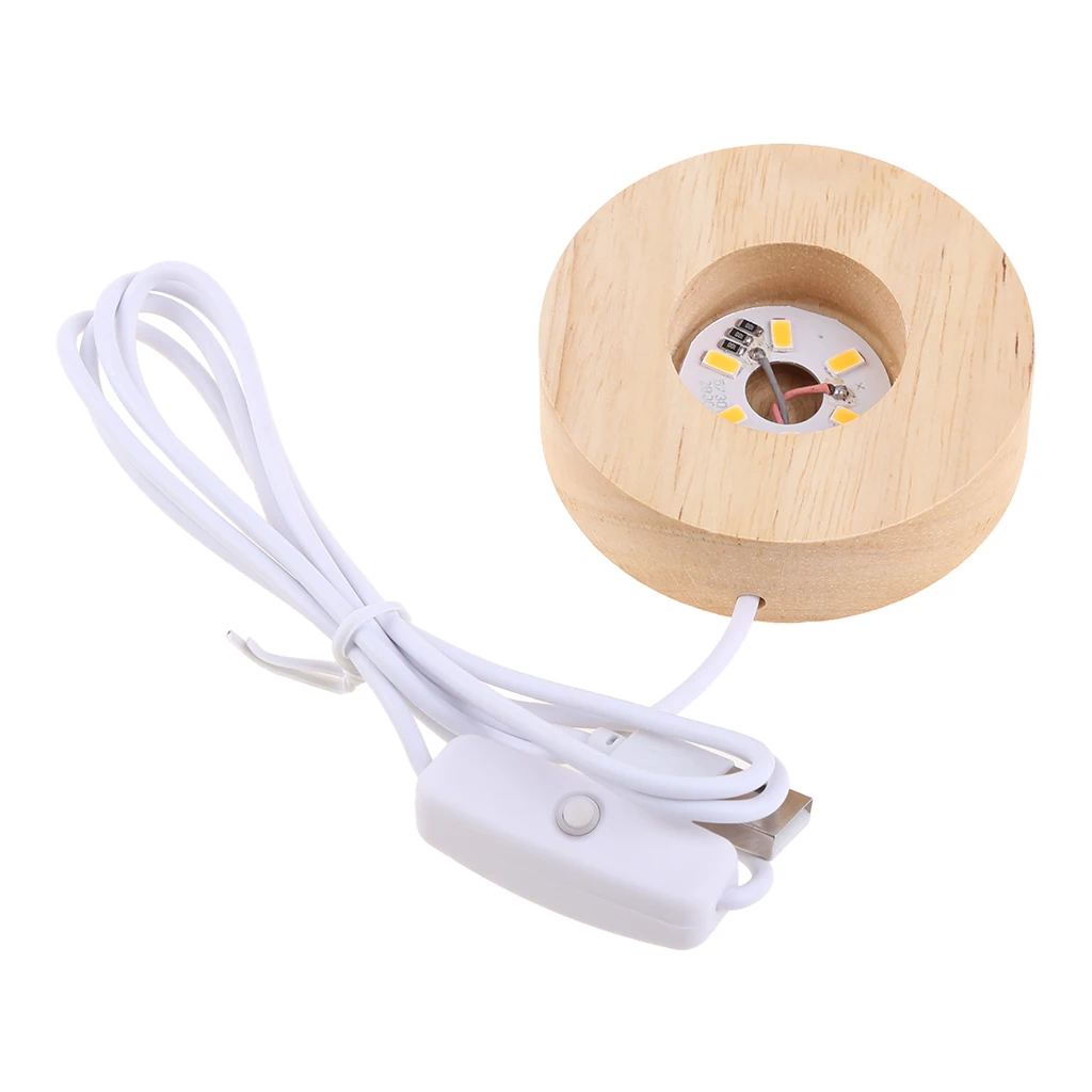 

Wood LED Display Base Resin Art Ornament Wooden Night Lighted Base Stand Crafts