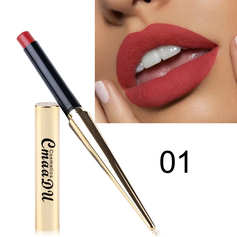 

CmaaDU Golden Long Tube Matte Lipstick Easy To Wear Long Lasting