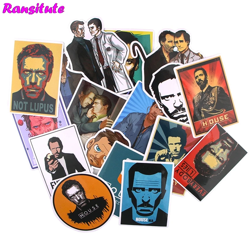 

16pcs / Set House M.D.PVC Waterproof Sticker DIY Computer Skateboard Motorcycle Graffiti Sticker Label Decoration Gift R720