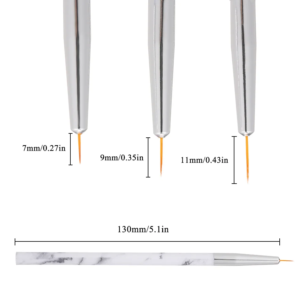 3 шт. кисти для дизайна ногтей инструменты подводки ручка рисования УФ гель