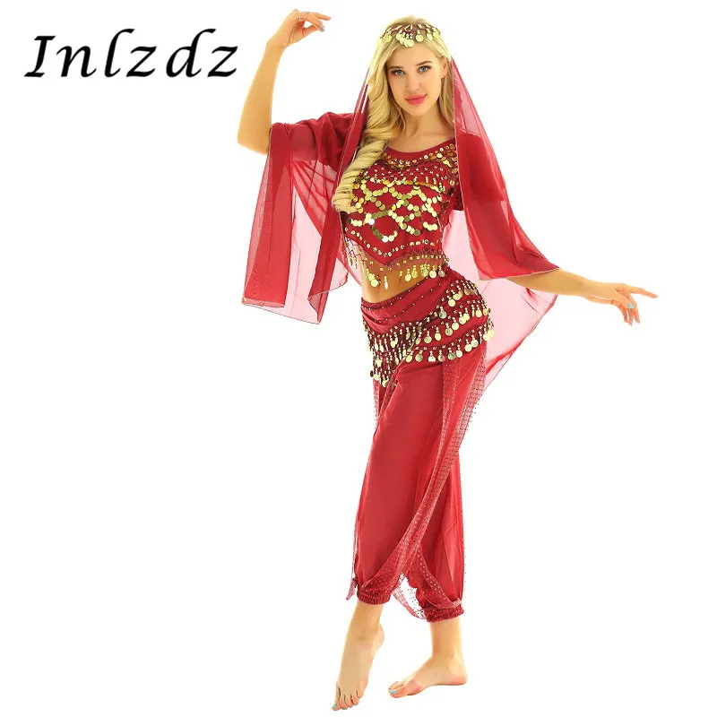 Женщины Танец живота Хэллоуин карнавал костюм для индийского танца наряд