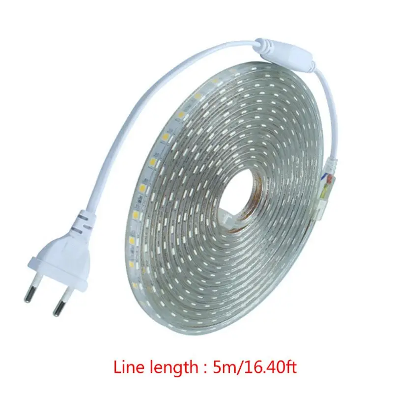 

220V LED Strip Light 120LEDs/m Flexible High Brightness LED Light with EU Plug for Closet Kitchen Indoor Outdoor Strip