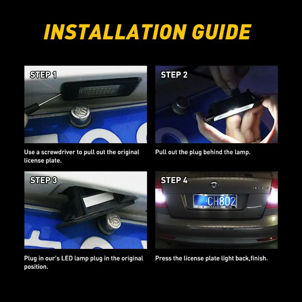 2x LED Light for Seat Altea Arosa Leon 1M Toledo 5P Ibiza 6L Cordoba MK2 MK1 Accessories Error Free Car Led License Plate Lights |