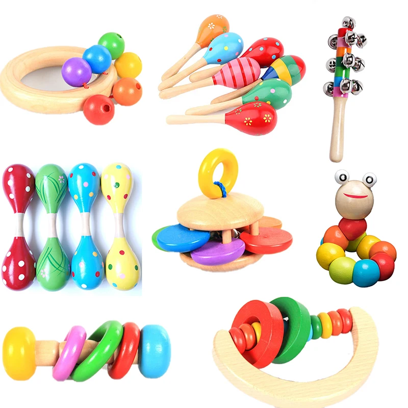 

Kids&Music Montessori Toys Children Learning Musica Wooden Rattles Colorful Blocks Fun Early Learning Training Intellectua Toy