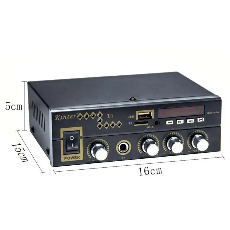 Для Bluetooth T1 2.0CH усилитель мощности аудио с микрофоном/USB/TF/FM/AUX Play стерео Звуковое