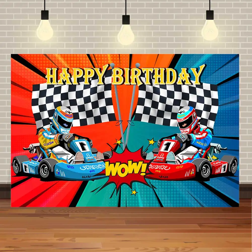 

SeekPro Cool Two Boy's Birthday Party Banner Background Motorcycle Racing Car Sport Backdrop Child Baby Photography Photo Studio