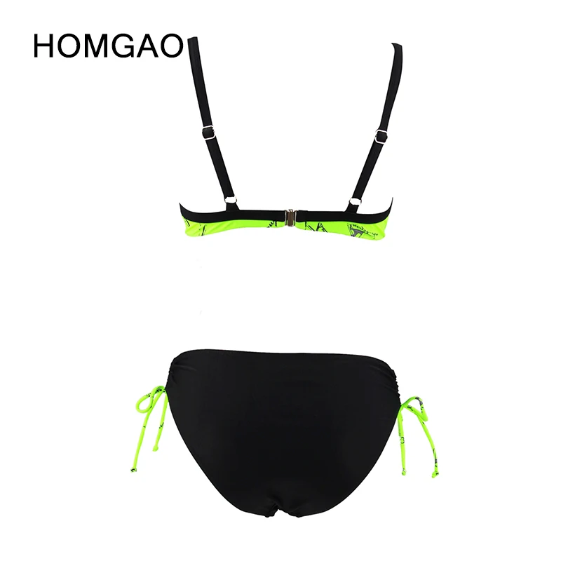 HOMGAO сексуальный купальник с V-образным вырезом винтажный принт бикини на