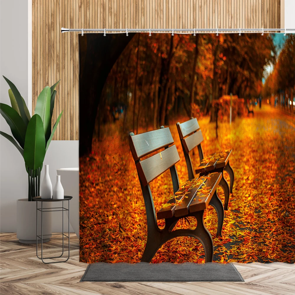 Осенняя занавеска для душа с изображением Красного влюбленного дерева