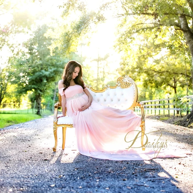 Шифоновое платье с длинным шлейфом для беременных длинное эластичное хлопковое