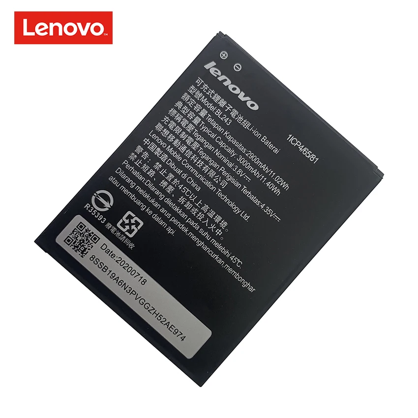 100% Оригинальный BL243 мобильный телефон Крышка батарейного отсека для Lenovo K3