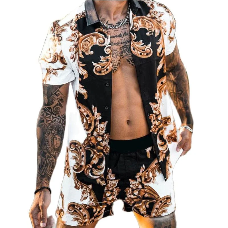 

Summer Two-Piece T-Shirt + Shor Casual Men's Suit Diversification 3D Ink Print 2021 New Style Light And Thin Fashion Suit