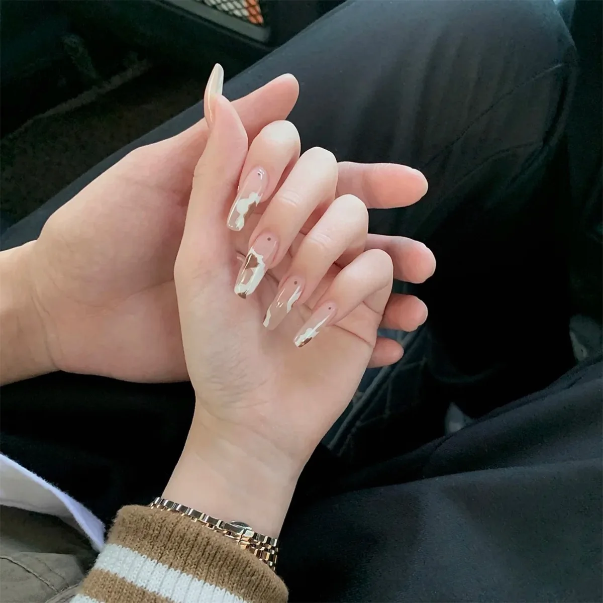 

24pcs Temperament Fake Nails Full cover Fake Nails Glue DIY Manicure Nail Art Tools