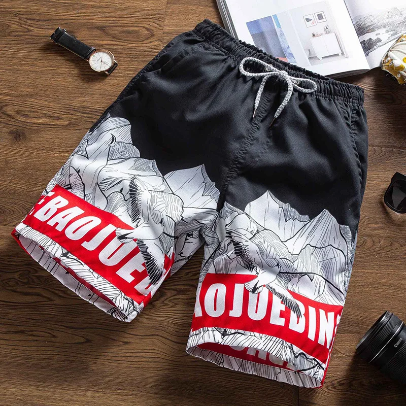 

Summer New Casual Shorts Men Beach Breathable Quick Dry Loose Shorts Men's Fashion Hawaii Print Short Pants Couple Shorts Male