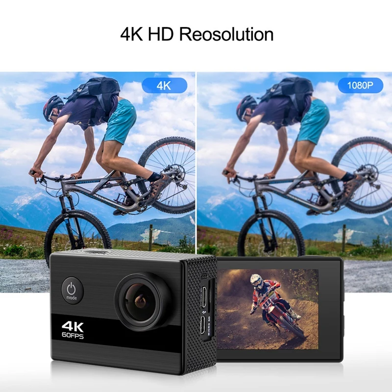 

Hot Sports Camera 4K 60 Frame HD Waterproof Camera 2.0 Inch IPS Underwater Camera Cycling Sports DV Camera