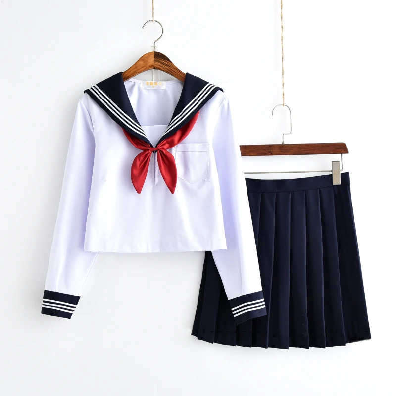 

White Schoolgirl Uniform Japanese Class Navy Sailor School Uniforms Students Clothes For Girls Anime COS Sailor Navy Suit 2021