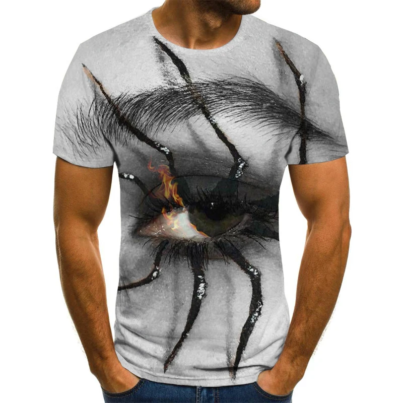 

Fashion Big Eyes Digital Print European and American Men's Wear Head Plus-size 3DT T-shirt Short Sleeves