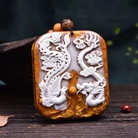 top quality jewelry natural ambergris grey amber china mythical beast dragon phoenix pendant fine necklace accessorie gift