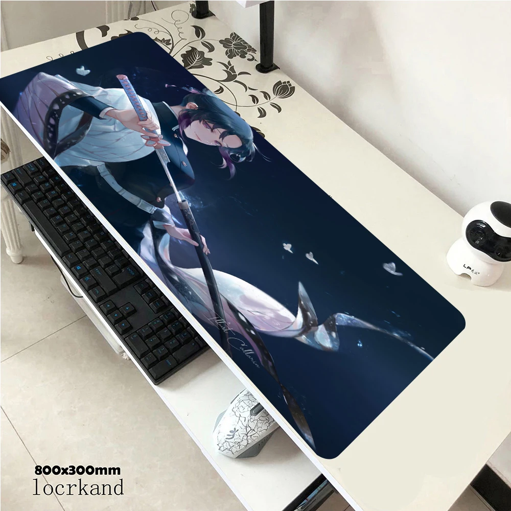 

Большой игровой коврик для мыши с аниме «рассекающий демонов» Kimetsu No Yaiba, компьютерный геймерский коврик с застежкой на краю, настольная кла...