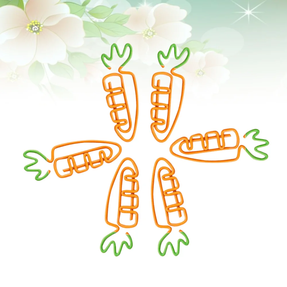 

20Pcs Carrot Shape Paper Clip Cartoon Pin Stationery Clip Birthday Gift