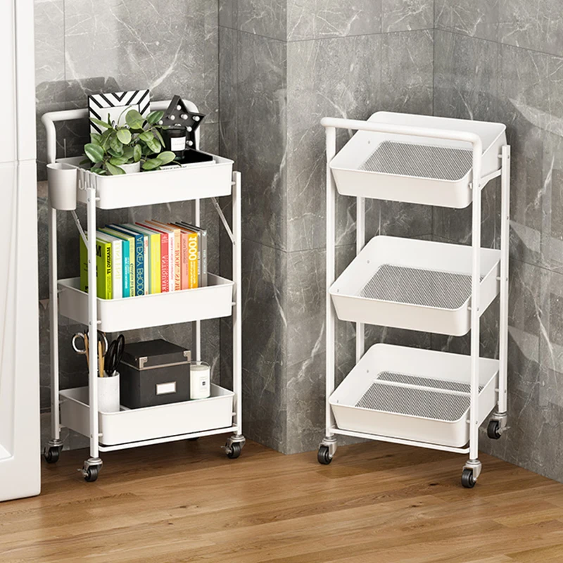 

1 Kitchen trolley 3Tier utility Cart multi-function trolley storage trolley kitchen foldable trolley Rolling Metal trolley