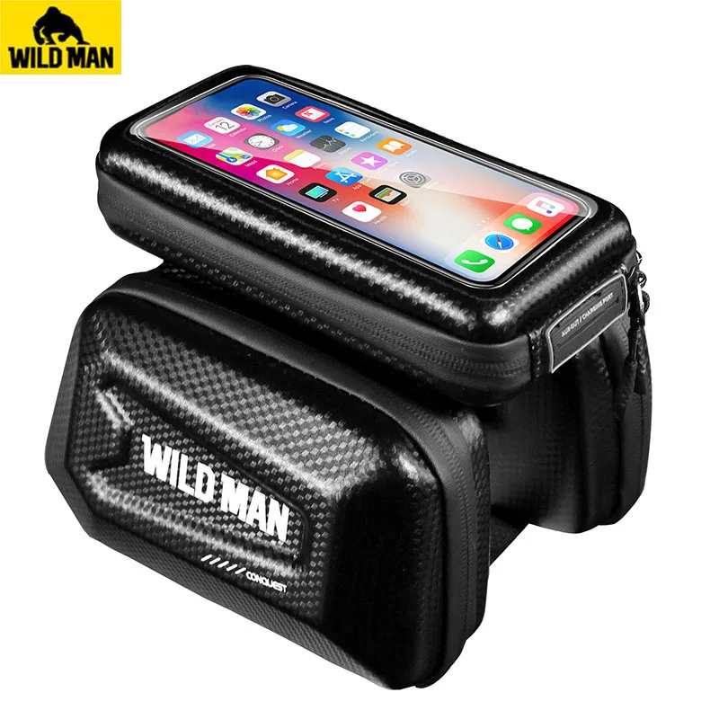 

WILD MAN Rainproof Bicycle Bag Cycle Hard Shell Front Top Tube Cycling Bag 6.5 Inch Phone Case Touch Screen Bike Bag Accessories