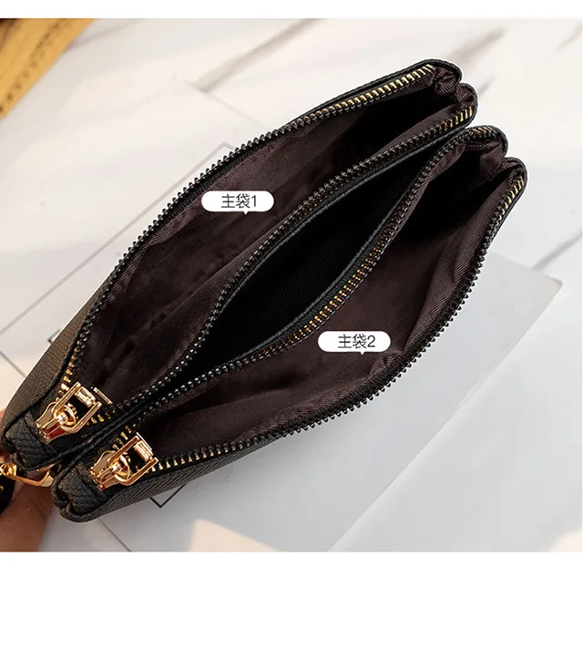 

Fashion brand logo print women's crossbody shoulder bags removable shoulder strap women clutch bags two layers wallet tan purse