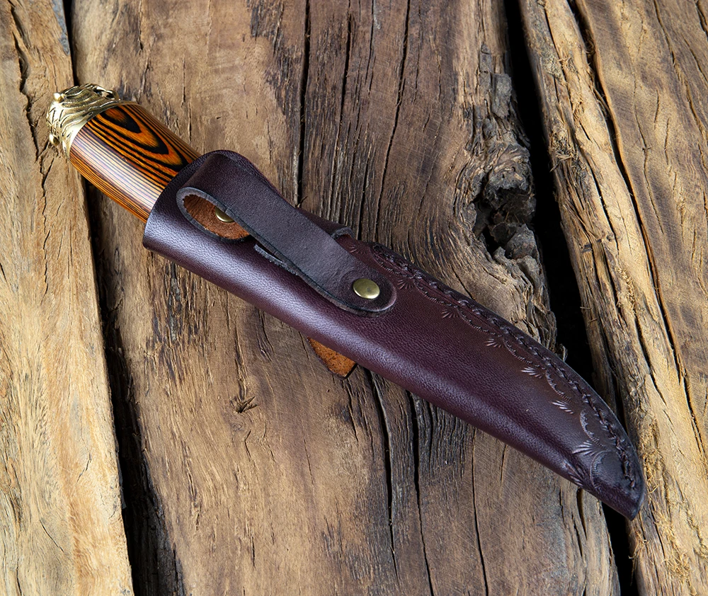 XITUO Damascus Outdoor Hunting Knife Tactics Straight Knife Outdoor Camping Damascus Knife Fixed Blade Straight Knife Survival