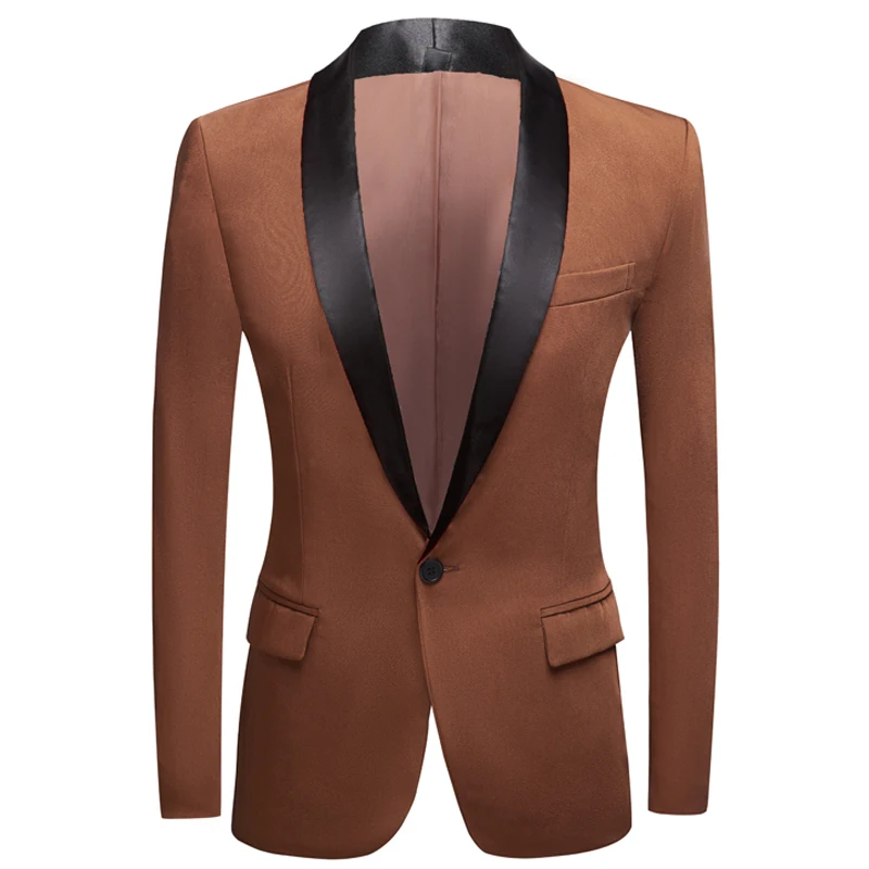 

Red Slim fit Blazer for Men Prom Single One Piece Wedding Tuxedo Jacket with Black Shawl Lapel Casual Coat New Fashion Costume