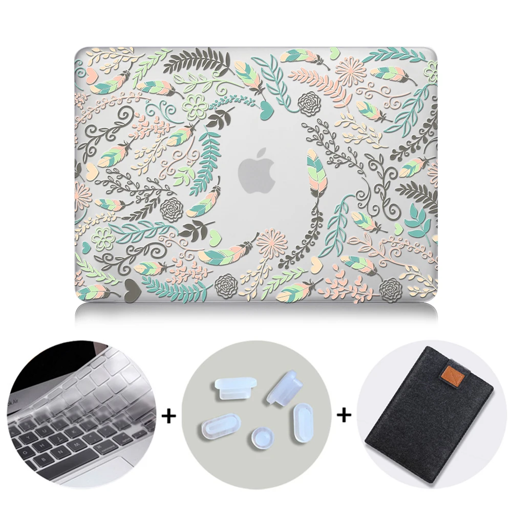 MB04 MTT Хрустальный чехол с перьями для Macbook Air Pro retina 11 12 13 15 дюймов с сенсорной панелью с принтом павлина Твердый Чехол 13,3 ''чехол для ноутбука - Цвет: MB04